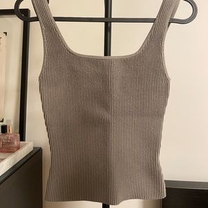 Babaton Sculpt Knit Squareneck Tank in Sage Green - Waist Length
